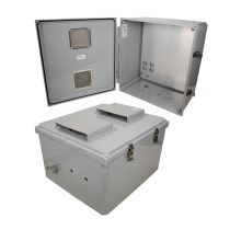 18x16x10 Polycarbonate Weatherproof NEMA 3R IP24 Enclosure, Modified Base, Drilled Mount, Vented Lid, Dark Gray