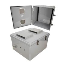 18x16x10 Polycarbonate Weatherproof NEMA 3R IP24 Enclosure, Modified Base, DIN Rail Mount, Vented Lid, Dark Gray