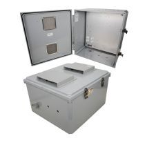18x16x10 Polycarbonate Weatherproof NEMA 3R IP24 Enclosure, 120 VAC Mount Plate, Vented Lid, Dark Gray