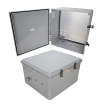 18x16x10 Polycarbonate Weatherproof NEMA 4X IP66 Enclosure, 120 VAC Mount Plate, Mechanical Therm Heat, Dark Gray
