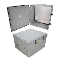 18x16x10 Polycarbonate Weatherproof NEMA 4X IP66 Enclosure, 120-240 VAC Universal Outlet Mount Plate, Dark Gray