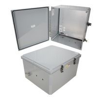 18x16x10 Polycarbonate Weatherproof NEMA 4X IP66 Enclosure, 240 VAC Universal Outlet Mount Plate, Mechanical Therm Heat, Dark Gray