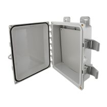 L-Com 10x08x03" UL Listed Polycarbonate Slim Weatherproof Outdoor IP68 NEMA 6P Enclosure w/Non-Metallic Blank Mount Plate