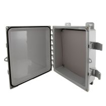 L-Com 12x10x04" UL Listed Polycarbonate Slim Weatherproof Outdoor IP68 NEMA 6P Enclosure w/Non-Metallic Blank Mount Plate