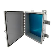 L-Com 12x10x04" UL Listed Polycarbonate Slim Weatherproof Outdoor IP68 NEMA 6P Enclosure w/Aluminum Blank Mount Plate