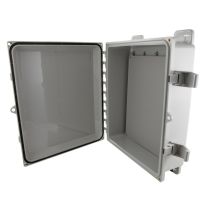 L-Com 14x12x04" UL Listed Polycarbonate Slim Weatherproof Outdoor IP68 NEMA 6P Enclosure w/Non-Metallic Blank Mount Plate