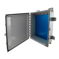 L-Com 14x12x04" UL Listed Polycarbonate Slim Weatherproof Outdoor IP68 NEMA 6P Enclosure w/Aluminum Blank Mount Plate