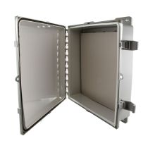 L-Com 16x14x04" UL Listed Polycarbonate Slim Weatherproof Outdoor IP68 NEMA 6P Enclosure w/Non-Metallic Blank Mount Plate