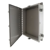 L-Com 20x16x04" UL Listed Polycarbonate Slim Weatherproof Outdoor IP66 NEMA 4X Enclosure w/Non-Metallic Blank Mount Plate