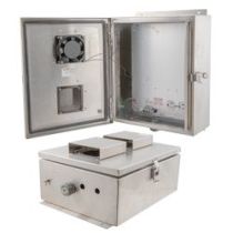 12x10x06 Stainless Steel Weatherproof Outdoor IP24 NEMA 3R Enclosure, 120VAC Mount Plate Mechanical Thermostat Fan
