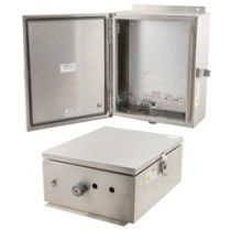 12x10x06 Stainless Steel Weatherproof Outdoor IP66 NEMA 4X Enclosure, 120VAC Mount Plate Mechanical Thermostat Heat