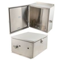 14x12x07 Stainless Steel Weatherproof Outdoor IP66 NEMA 4X Enclosure, Modified Base
