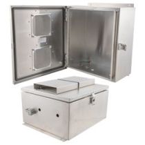 14x12x07 Stainless Steel Weatherproof Outdoor IP24 NEMA 3R Enclosure, Modified Base Vented Lid