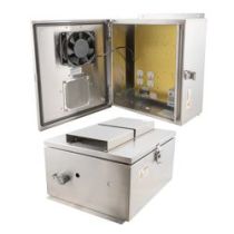 14x12x07 Stainless Steel Weatherproof Outdoor IP24 NEMA 3R Enclosure, 120VAC Mount Plate User Adjustable Thermostat Heat & Fan