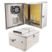 14x12x07 Stainless Steel Weatherproof Outdoor IP24 NEMA 3R Enclosure, 120VAC Mount Plate Solid State Thermostat Heat & Fan