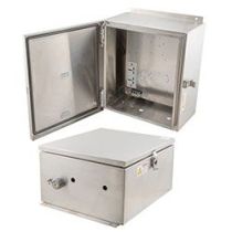 14x12x07 Stainless Steel Weatherproof Outdoor IP66 NEMA 4X Enclosure, 240VAC Universal Outlet Mount Plate Mechanical Thermostat Heat