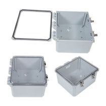 12x10x06 UL Listed Polycarbonate Weatherproof IP66 NEMA 4X Enclosure Bundled w/Non-Metallic Mounting Plate, Clear Lid, Dark Gray