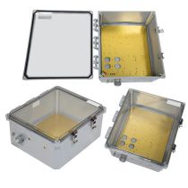 14x12x06 Polycarbonate Weatherproof IP66 NEMA 4X Enclosure, Modified Base Drilled Mount Clear Lid , Dark Gray