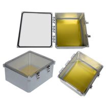 14x12x06 UL Listed Polycarbonate Weatherproof IP66 NEMA 4X Enclosure Bundled w/Blank Aluminum Mounting Plate, Clear Lid , Dark Gray