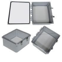 14x12x06 UL Listed Polycarbonate Weatherproof IP66 NEMA 4X Enclosure Bundled w/Blank Non-Metallic Mounting Plate, Clear Lid , Dark Gray