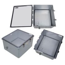 18x16x10 Polycarbonate Weatherproof IP66 NEMA 4X Enclosure, 120VAC Mount Plate Mechanical Thermostat Heat Clear Lid , Dark Gray