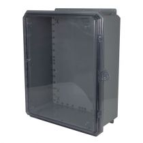 L-com 20x16x08 UL® Listed Polycarbonate Weatherproof Outdoor IP68 NEMA 6P Enclosure, Clear Lid, Dark Gray