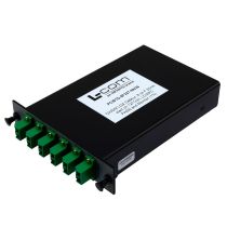 Passive CWDM, LGX Demux, 8 Channels F (skip 1391-1411nm) with 20 nm spacing, starting at Ch 1271nm, LC/APC with Monitor & Pass
