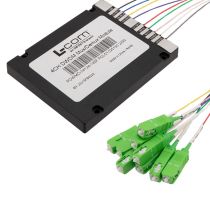 Passive DWDM, Cassette Demux, 4 channel, starting at ch 40, 100GHz spacing, 900um 1m fiber, SC-APC w/ Pass & upgrade port