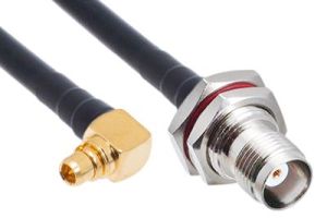 Pasternack PE35635 - MMCX Male Right Angle to TNC Female Bulkhead Coax Cable - RG188