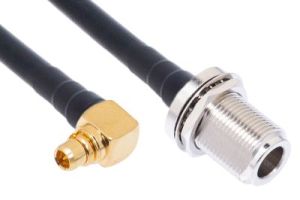 Pasternack PE39450 - MMCX Male Right Angle to N Female Bulkhead Cable - PE-SR405FL