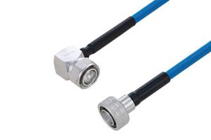 Pasternack Plenum Snap-On 4.3-10 Male to 4.3-10 Male Right Angle Low PIM Cable Using SPP-250-LLPL Coax Using Times Microwave Parts