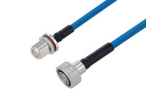 Pasternack Plenum Snap-On 4.3-10 Male to N Female Bulkhead Low PIM Cable Using SPP-250-LLPL Coax Using Times Microwave Parts