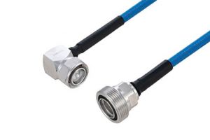 Pasternack Plenum 4.3-10 Male Right Angle to 7/16 DIN Female Low PIM Cable Using SPP-250-LLPL Coax Using Times Microwave Parts