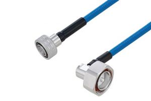 Pasternack Plenum Snap-On 4.3-10 Male to 7/16 DIN Male Right Angle Low PIM Cable Using SPP-250-LLPL Coax Using Times Microwave Parts