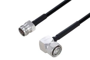 Pasternack Fire Rated 4.3-10 Male Right Angle to 4.3-10 Female Low PIM Cable Using SPF-250 Coax Using Times Microwave Parts