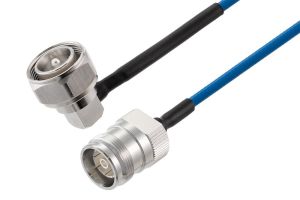 Pasternack 4.3-10 Male Right Angle to 4.3-10 Female Low PIM Cable Using TFT-402-LF Coax Using Times Microwave Components