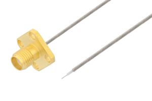 Pasternack SMA Female 4 Hole Flange to Trimmed Lead Test Probe Cable Using PE-SR047FL Coax