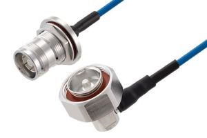 Pasternack 4.3-10 Female Bulkhead to 7/16 DIN Male Right Angle Low PIM Cable Using TFT-402 Coax Using Times Microwave Components
