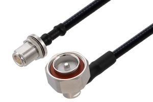 Pasternack Fire Rated 7/16 DIN Male Right Angle to N Female Bulkhead Cable Using SPF-250 Coax Using Times Microwave Parts