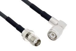 Pasternack PE3W06109LF/HS - TNC Male Right Angle to TNC Female - Times Microwave LMR-195 with Heat Shrink - LF Solder