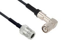 Pasternack PE3W06128/HS - TNC Male Right Angle to N Female - Times Microwave LMR-195 with Heat Shrink