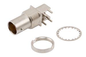 Pasternack 12G SDI 75 Ohm BNC Female Right Angle Bulkhead Mount Connector Solder Attachment Thru Hole PCB