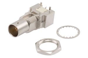 Pasternack 12G SDI 75 Ohm BNC Female Right Angle Bulkhead Mount Connector Solder Attachment 0.062" PCB
