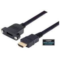 L-Com High Speed HDMI Cable with Ethernet, Male to Panel Mount Female
