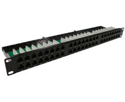Cat6 Patch Panel with Strain Relief Bar - Ultra High Density - 48 Port