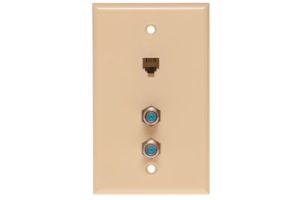 RJ11 4 Conductor Jack and Dual 3.0 GHz F-Type Wall Plate - Single Gang