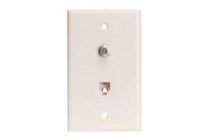 RJ11 4 Conductor Jack and F-Type Wall Plate - Single Gang