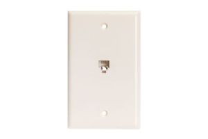 RJ11 4 Conductor Jack Smooth Finish Wall Plate - Single Gang - 1 Port