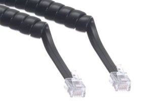 RJ12 Coiled Line Cord - 6 Conductor - Straight - 14 FT