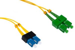 SC-APC to SC-UPC 9/125 Singlemode Duplex Fiber Patch Cable - OS2 